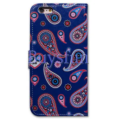 Bcov Марка Красочные Пейсли Синий Кожаный Бумажник Чехол Для iPhone 5 5S SE 100023087|leather