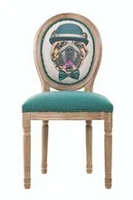 Dog series European Modern Antique Style Design Oak Wooden Retro Hotel Cafe Leather Dining Chair Solid Wood Furniture