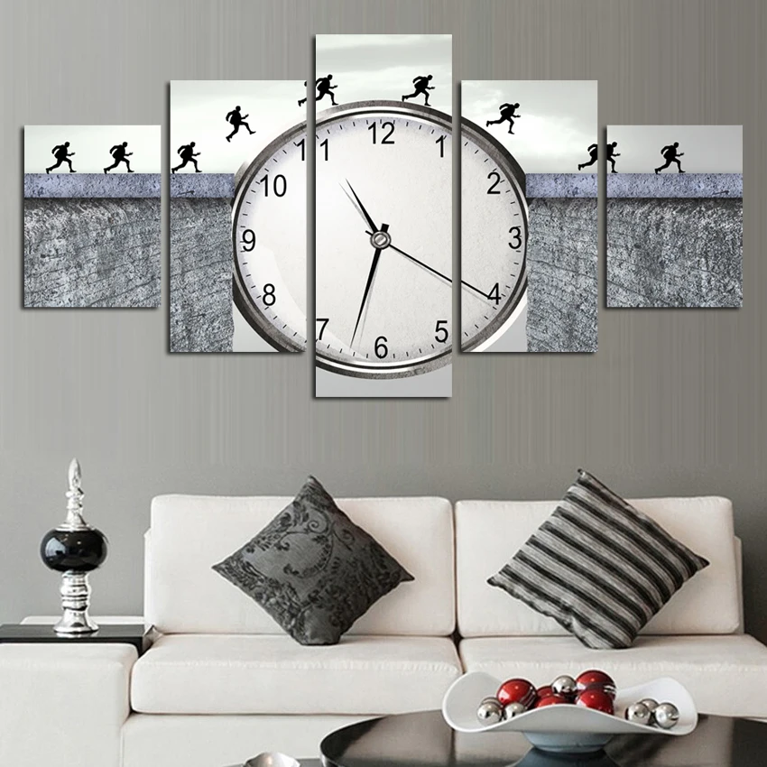 

Huge Size Canvas Print Painting, Classic Clock Ink painting Landscapes Large Size Wall Picture For Living Room Home Decor FA506