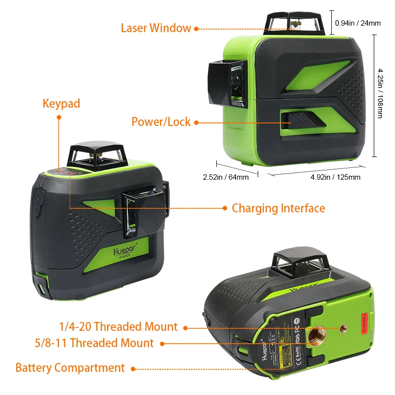 Huepar 12 Lines 3D Cross Laser Level Self-Leveling 360 Horizontal And Vertical Cross Super Powerful Red Laser Beam Line