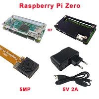Raspberry Pi Zero Kit Acrylic Case + Raspberry Pi Zero Camera 5MP + 5V 2A Power Plug EU US UK AU + Switch USB Cable for RPI Zero