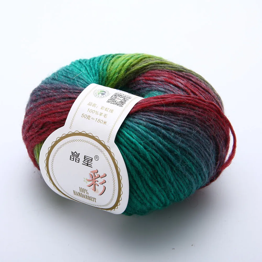 1 Ball Rainbow Knitting Yarn Wool 50g Colorful Soft Baby Cashmere Wool Child Hand Knitted Crochet Yarn for DIY Scarf Hat Clothes