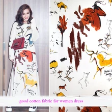 Красивая широкая 140 см хлопковая ткань, новая свежая ручная роспись, граффити, печатная ткань, лоскутное шитье, домашняя ткань, платье для девочек