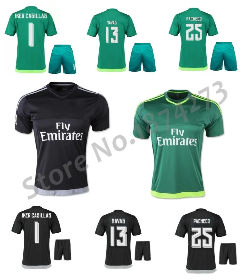Envío gratis 15 16 portero del fútbol jersey kits Iker Casillas NAVAS  PACHECO Ronaldo camiseta de fútbol negro uniformes verdes conjunto|shirt  mexico|shirt hiphopuniform blouse - AliExpress