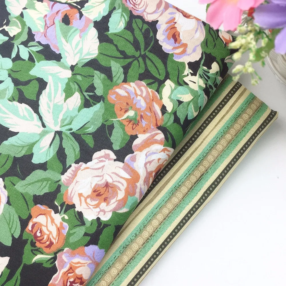 

Fresh Green Floral Cotton Fabric Tissus au Metre Diy Sewing Baby Dress Home Textile Tilda Quilt Telas de algodon para patchwork