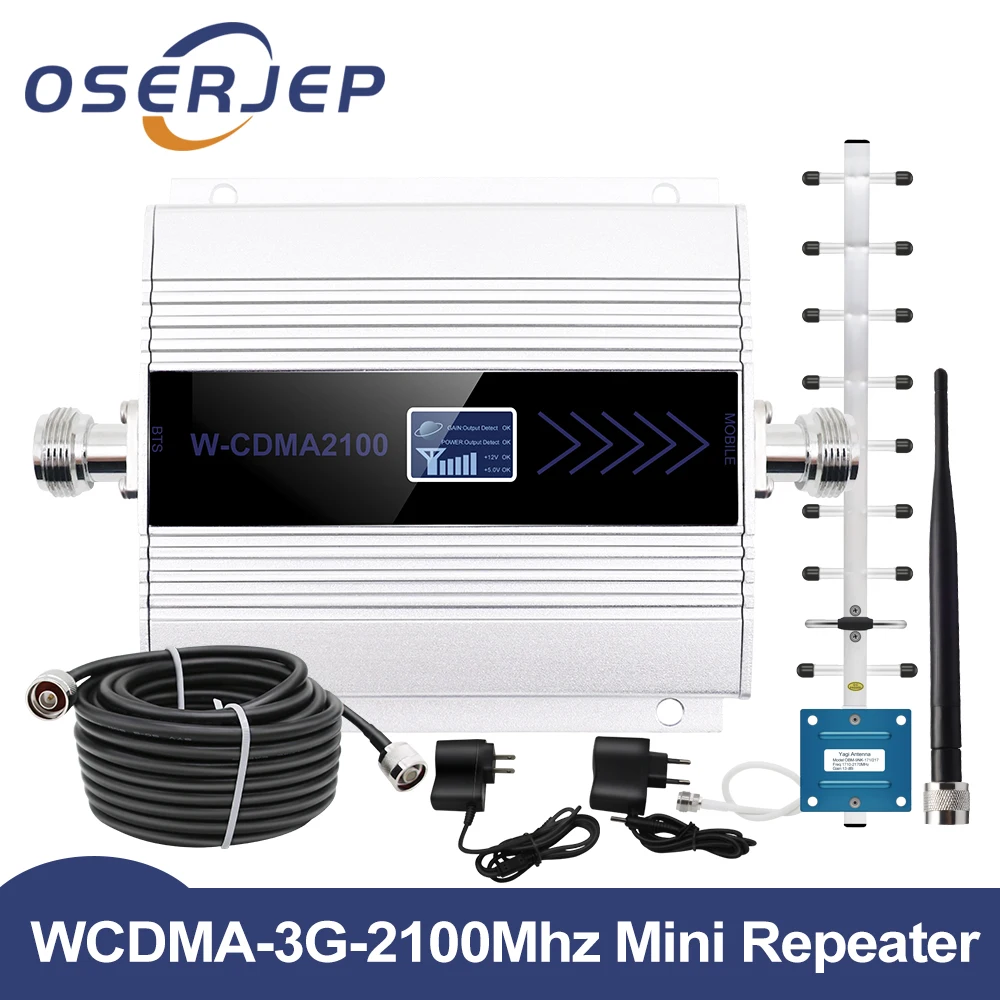 

Fullset 3G Repeater 2100MHz WCDMA UMTS LCD Repeater Cell Phone Mobile Signal Amplifier Booster Yagi/Whip Antenna with 10m Cable