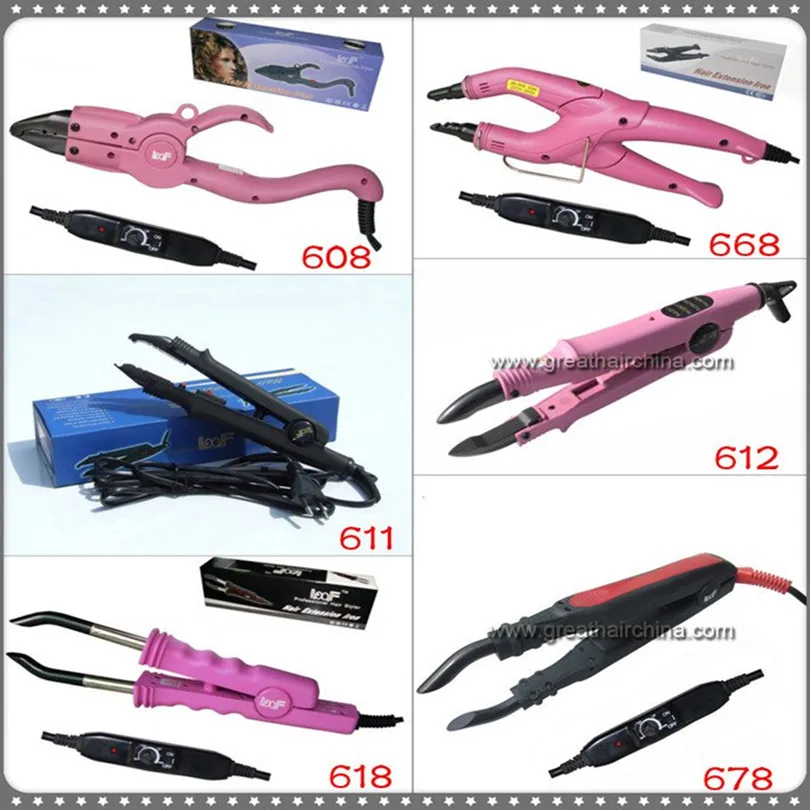 

Retail Loof Temperature Control Black Color Fusion Hair Extension Iron/Contector GH-HC611 for keratin silky straight hair