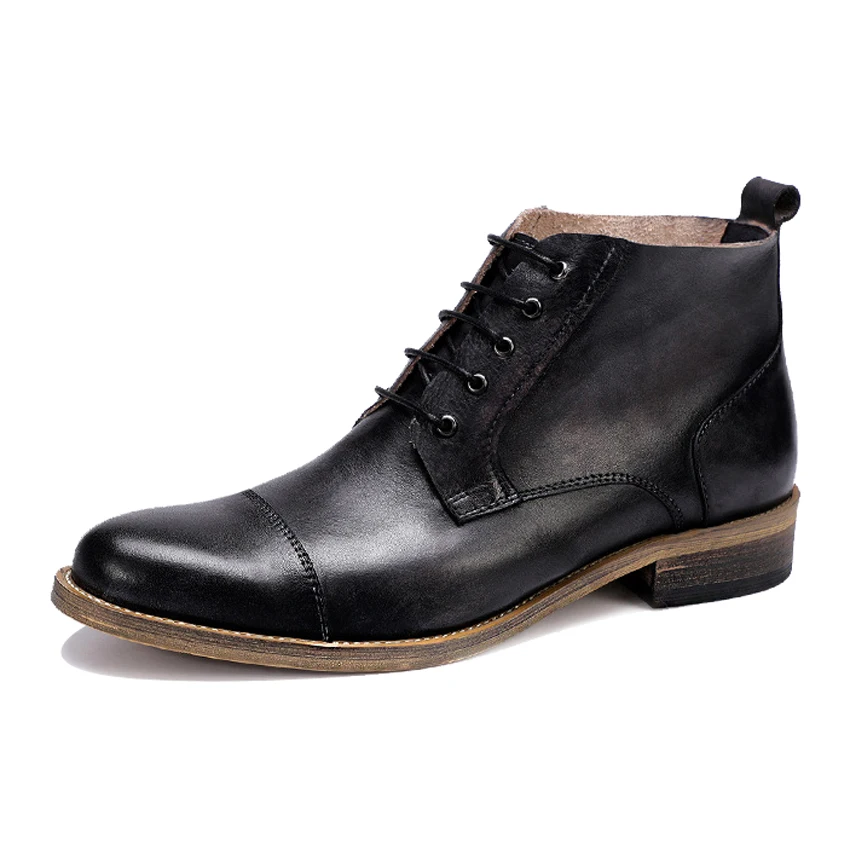 Cuero Para Plus Hombre Auténtico Vintage Montar Size marrón Negro Zapatos A Botines El Vestido Encaje Asd55 Hombres De Punta Diseñador Vaquero Redonda Mano xrwwtHInT