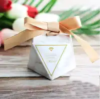 50Pcs Marble Diamond Style Wedding Favors Candy Boxes "Thanks" Party Gift Box Giveaways Box Bomboniera Return Present Box