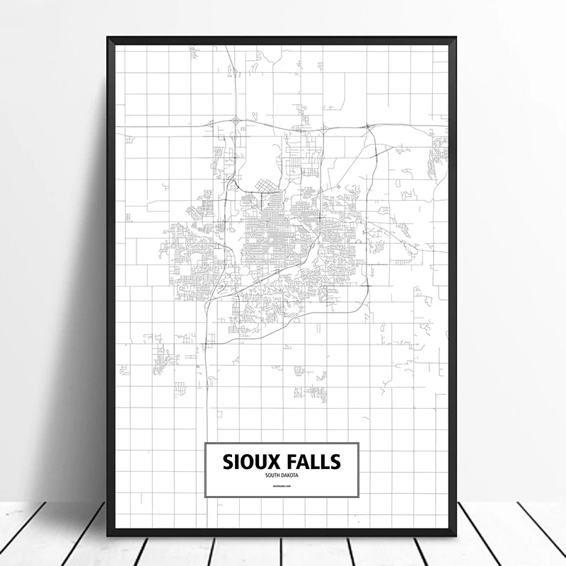 Sioux Falls южная дакота сша черный белый под заказ фотография на холсте печать стене