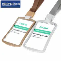 DEZHI красочный модный стиль Кредитная карта держатель для бейджа металлическая текстура автобус ID карты держатели с шнурком, логотип