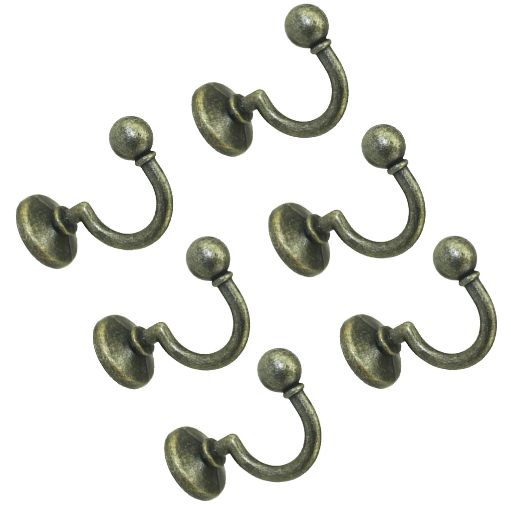 MagiDeal 6Pcs Cloth Coat Towel Hangers Door Keys Wall Kitchen Bathroom Hooks with Screws for hat Book Bags Closets Home Storage 