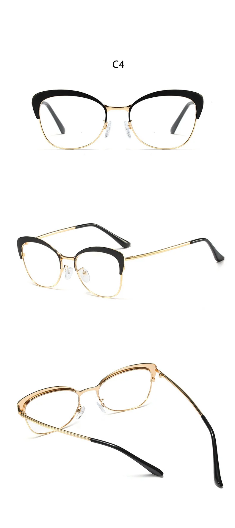 Роскошная оправа для очков кошачий глаз женские очки металлические полупрозрачные винтажные очки для мужчин и женщин оправа для очков