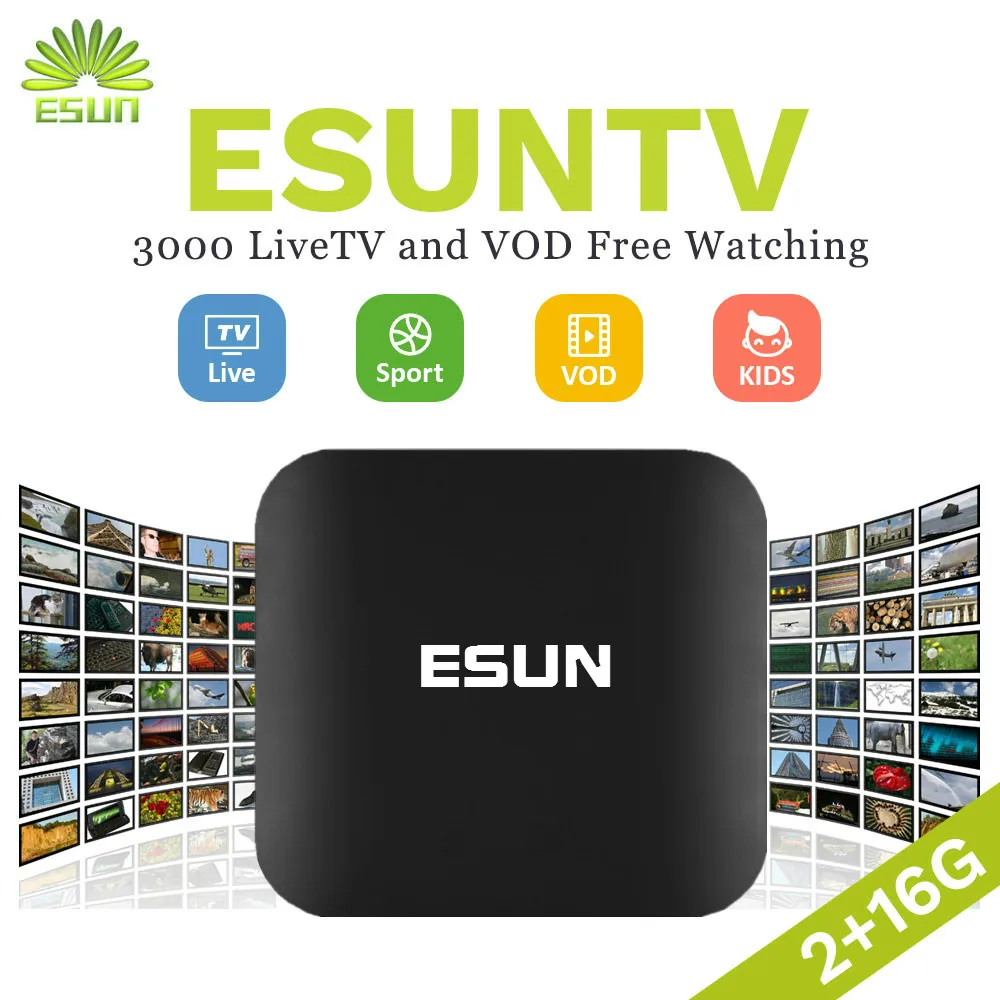 ESUNTV 1 Year FREE IPTV included Android TV Box 2 16G Europe IPTV Spain Portugal tv