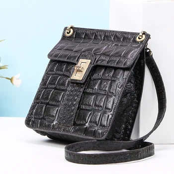 

Contact's Women Shoulder Bag Crocodile Design Female handbag Small Crossbody Bags with Phone Pocket Genuine Leather Handbags