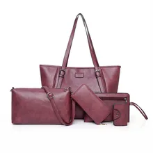 Senhoras Definir Sacos 5pcs pu de couro 2019 mulher moda Sólidos Bolsa tote crossbody sacos de Ombro para as mulheres balde casuais saco 5pcs (4)