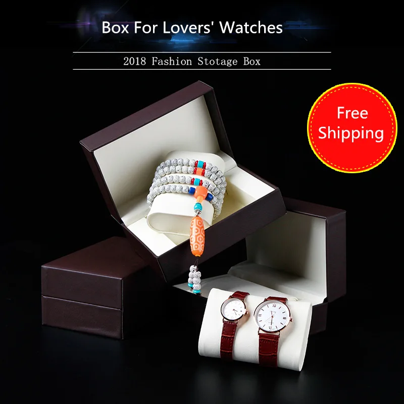 

Brown PU Leather Watch Box High Quanlity Watch Storage Boxes New Jewelry Bracelet Watch Gift Case For Lovers' Watch C010