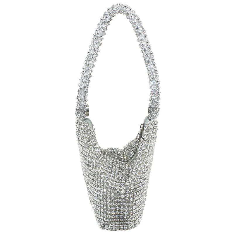 

Hot Fashion Womens Elegant Full drill triangle Evening Party Bags Silver Gold Rhinestones Decoration Luxury Wedding Bride Handba