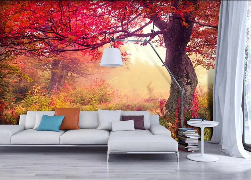 Custom Wallpaper Papel De Parede Hd Woods Leaves Natural Mural 3d