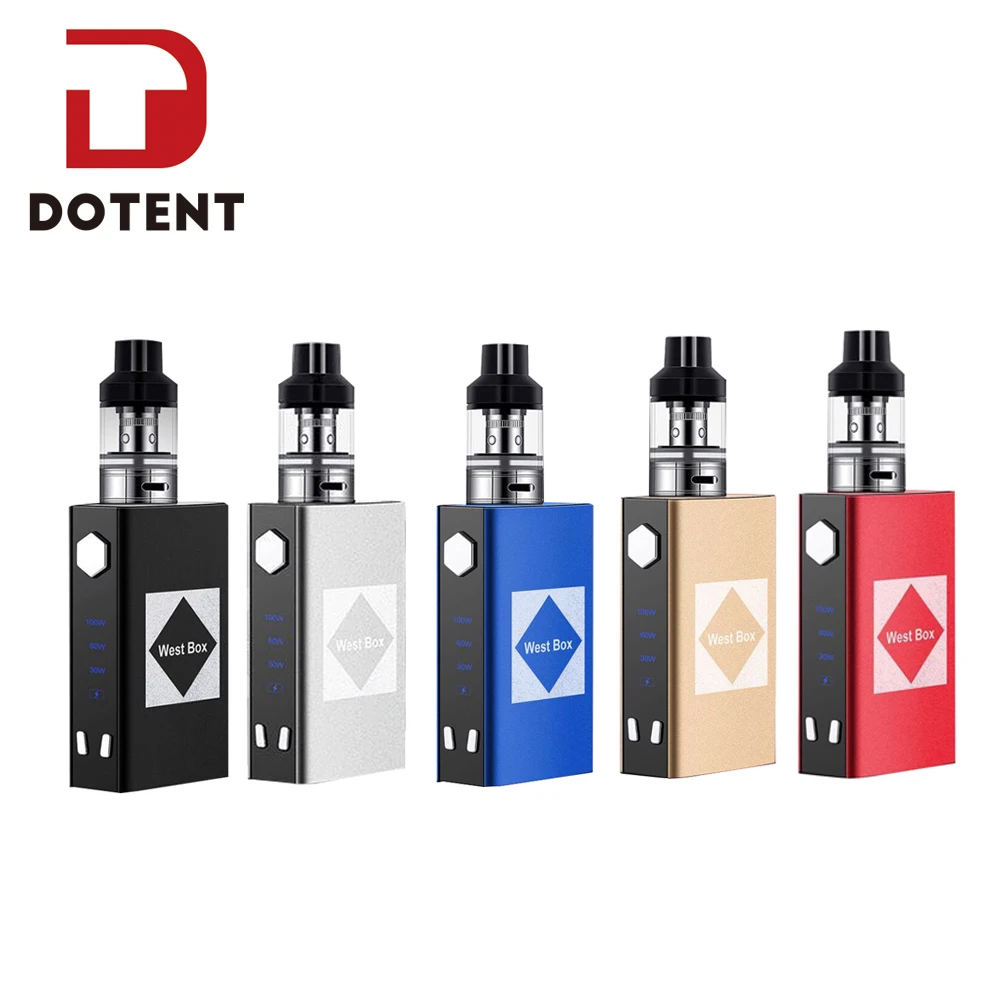 

DOTENT WEST BOX Vape Kit 100W Electronic Cigarette Box Shape Metal Built-in Battery 2200mAh Electronic Mod Vaporizer Shisha Pen