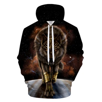 

Starry Wolf 3D Sweatshirts Unisex Hoodies With 3D Print Unique Autumn Winter Loose Thin Hooded Hoody Tops&Tees