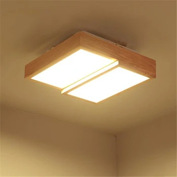 

Japanese Solid Wood LED Living Room Ceiling Light Bedroom Lamp Geometric Kids Lights Free Shipping