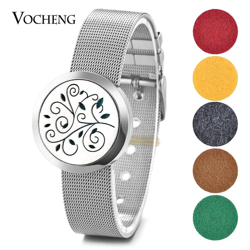 

Essential Oil Diffuser Locket Bracelet 316L Stainless Steel Watch Band 30mm Magnetic Randomly Send 10pcs Oil Pads as Gift VA-297