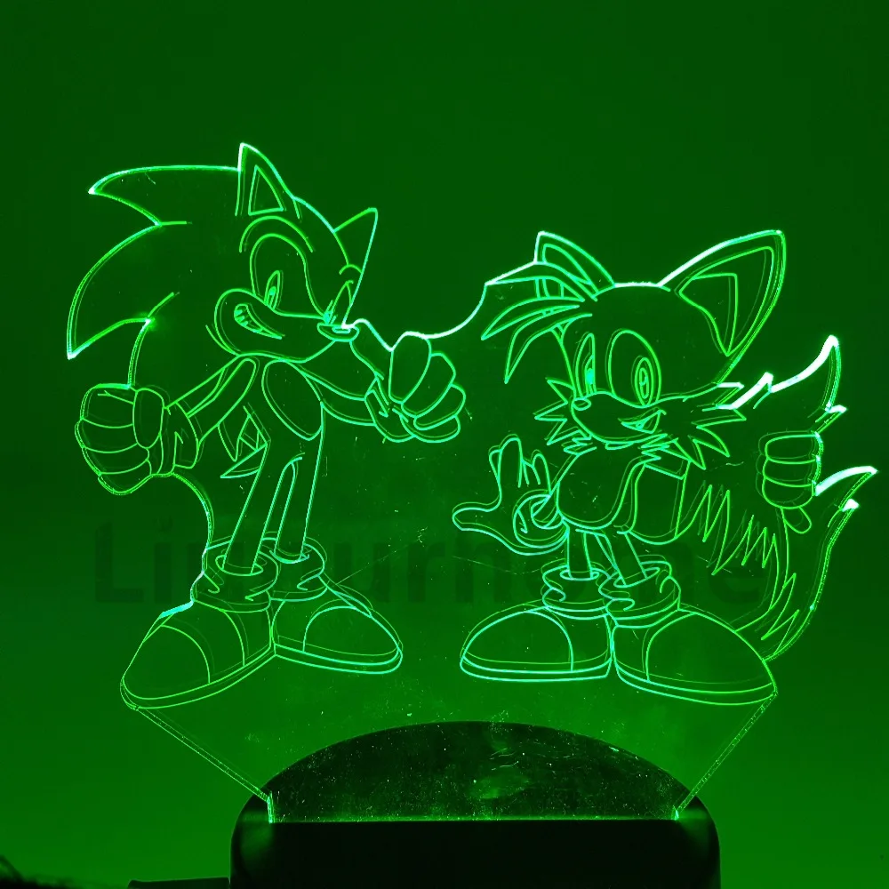Ночной светильник Sonic The Hedgehog 3D иллюзия настольная лампа ежик Miles Prower изменяющий