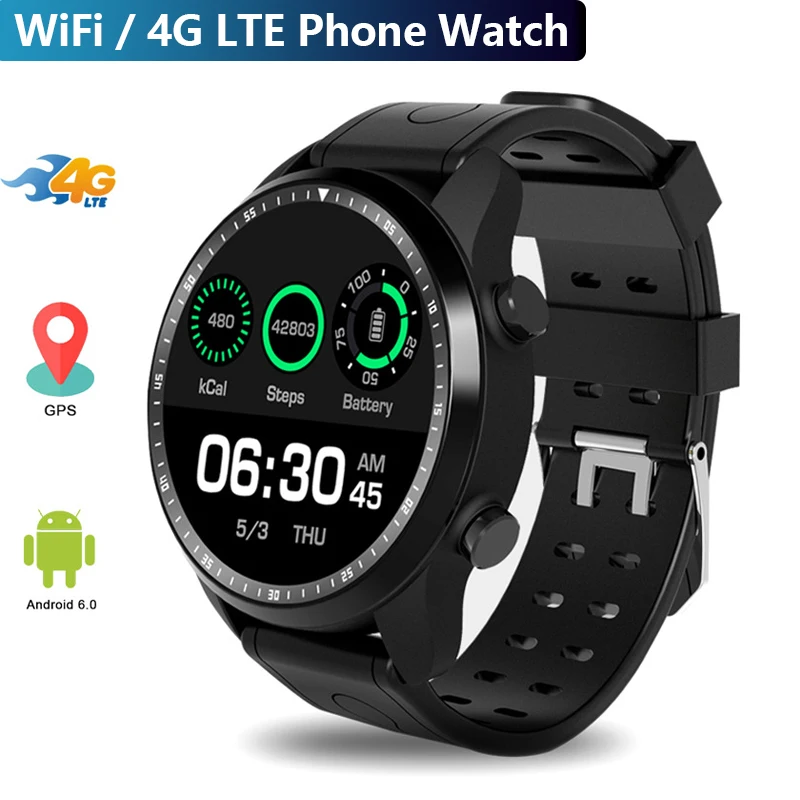 

4G Smartwatch Phone IP67 waterproof Call 1.3'' Android 6.0 MTK6737 Quad core 1GB+16GB Bluetooth fitness tracker Smart Watch