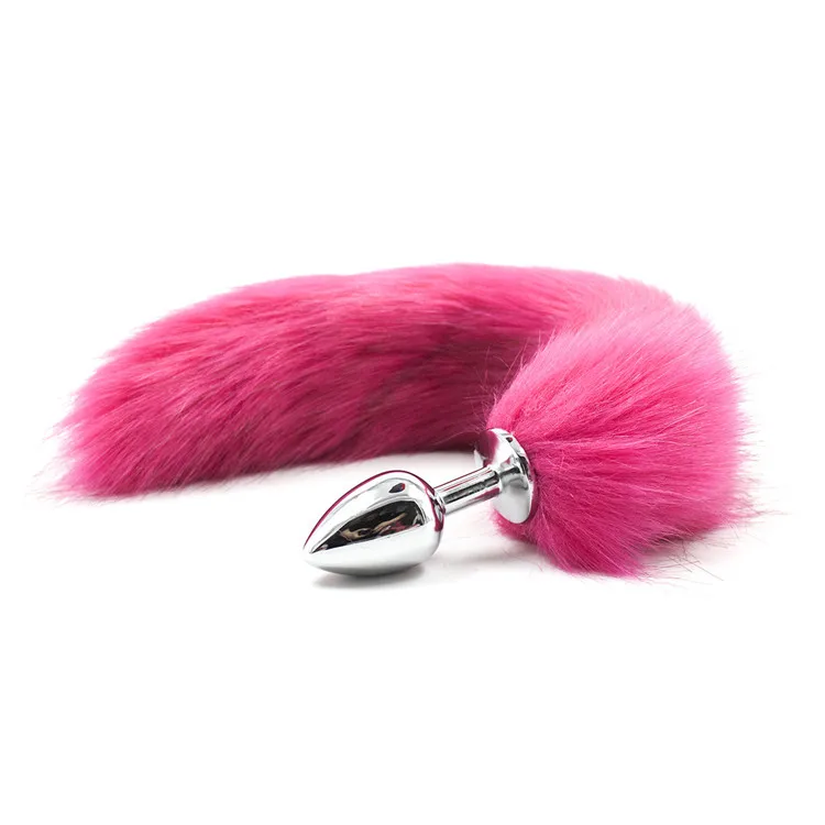 Metal Pink Tail Plug Fox Tail Anal Plug Sex Toys Fo