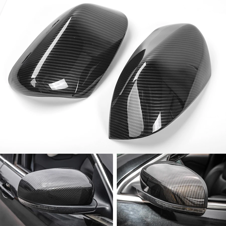

New Carbon Fiber Style Car Rearview Rear view Mirror Cover Trim Mouldings Fit For Jeep Cherokee 2014-2016 Compass 2017+