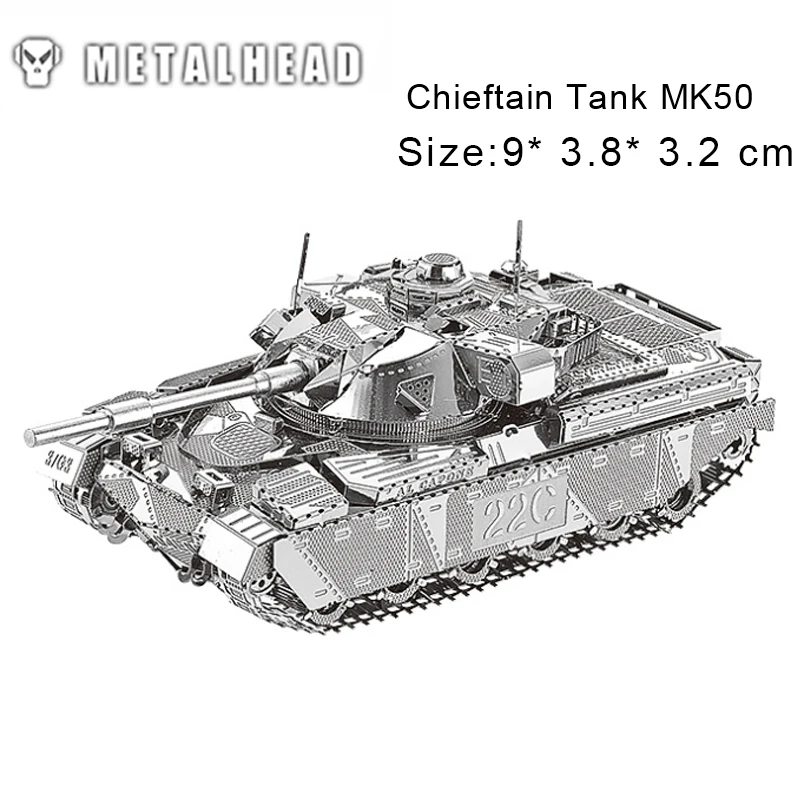 

3D Metal Puzzles Model Silver Color Chieftain Tank MK50 Jigsaw Educational Toys Yourself/Lovers Friend Children Elegant Gifts