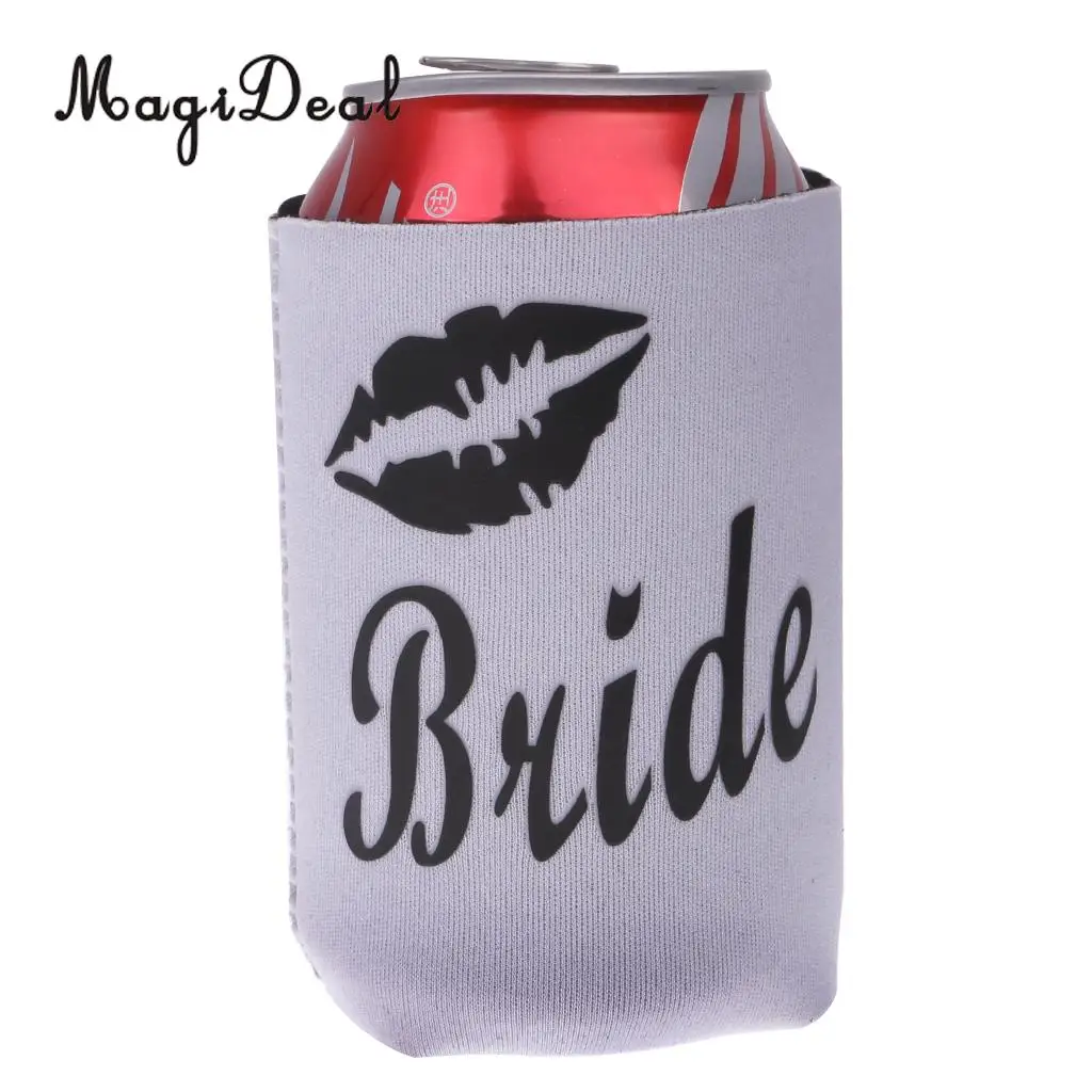 MagiDeal 2Pcs Neoprene Bride Lips Groom Stubby Beer Tin Can Cooler Sleeve Holder for Wedding Party Picnic BBQ Novelty Gift