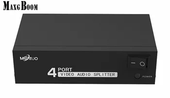 

MaxgBoon Original 4-port RCA audio video AV splitter distributor 1 input to 4 output with power adapter Free Shipping