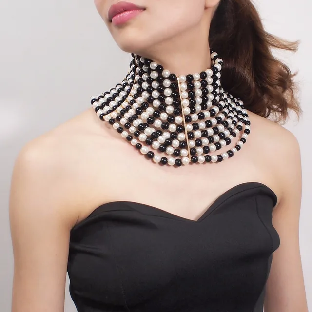 MANILAI Brand Imitation Pearl Statement Necklaces For Women Collar Beads Choker Necklace Wedding Dress Beaded Jewelry 2022 3