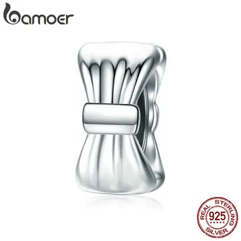 

BAMOER New Arrival Genuine 925 Sterling Silver Bowknot Silicon Spacer Beads fit Bracelets & Bangles DIY Jewelry Making SCC600