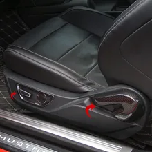 SHINEKA Carbon Fiber ABS Interior Seat Adjust Backrest Handle Button Switch Frame Cover Trim Set for Ford Mustang 2015 2016 2017 цена SHINEKA Carbon Fiber ABS Interior Seat Adjust Backrest Handle Button Switch Frame Cover Trim Set for Ford Mustang 2015 2016 2017 цены онлайн