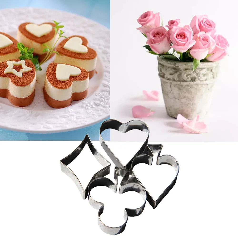 

4Pcs/Set Cookie Molds Aluminium Alloy Cake Decorating Cutting Mould Flower Heart Gingerbread Biscuit Molds Baking Stencil F1220