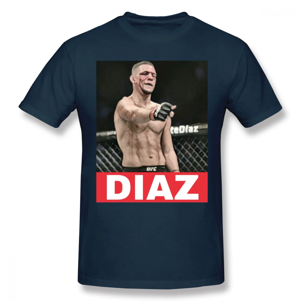 Awesome UFC MMA Fighter Nate Diaz футболка мужская с круглым вырезом и графическим принтом Camiseta футболка большого размера - Цвет: Тёмно-синий