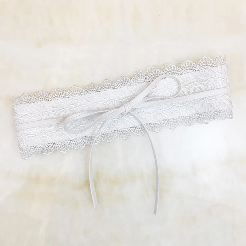 B&N Spring Elegant Solid Women Lady's Fashion Soft Lace Wide Belt Self Tie Wrap Around Waist Band For Women Wedding Dress Up6+565