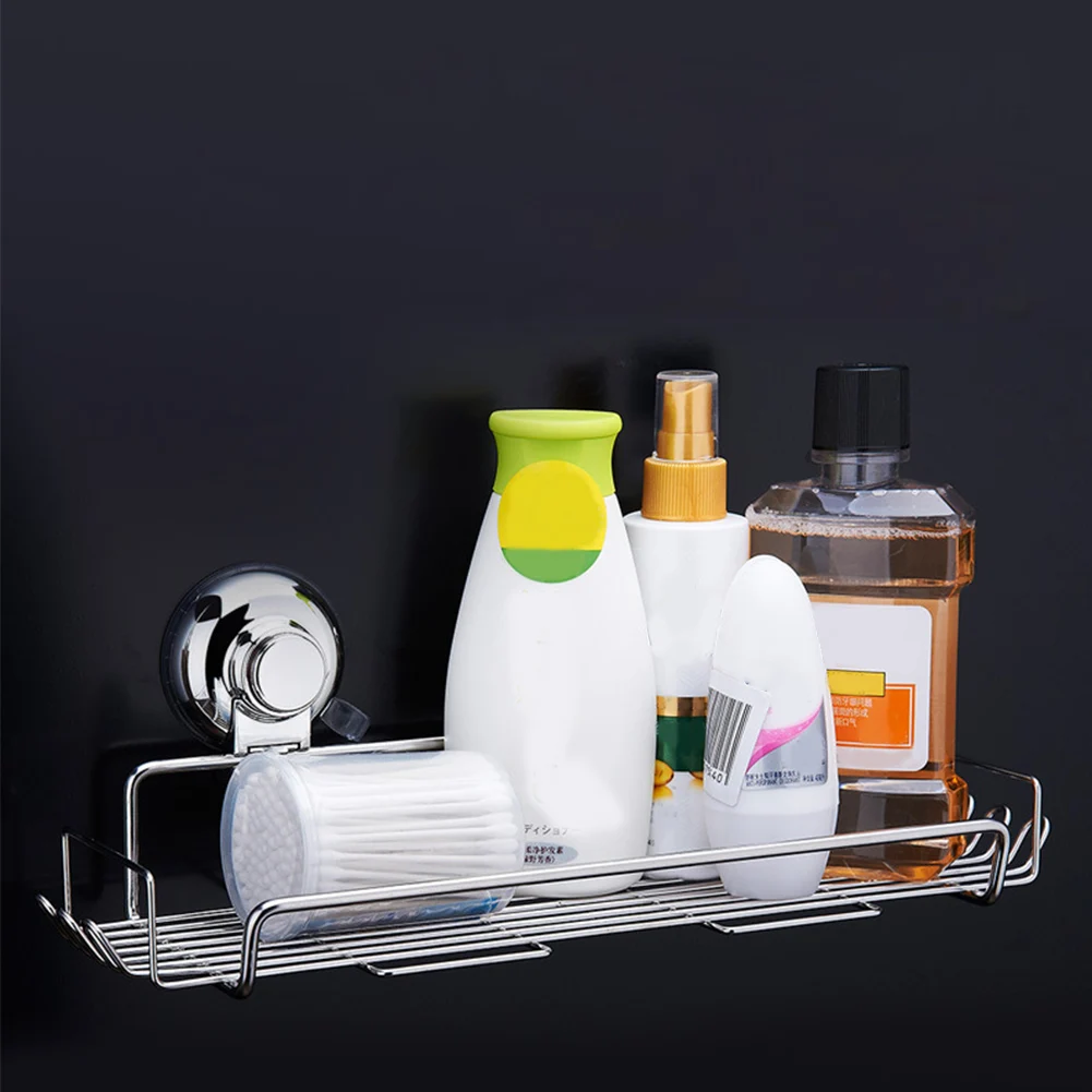 

Strong Load Capacity Suction Cup Wall-mounted Bathroom Supplies Storage Rack Stainless Steel No Drilling Multifunctional Shelf