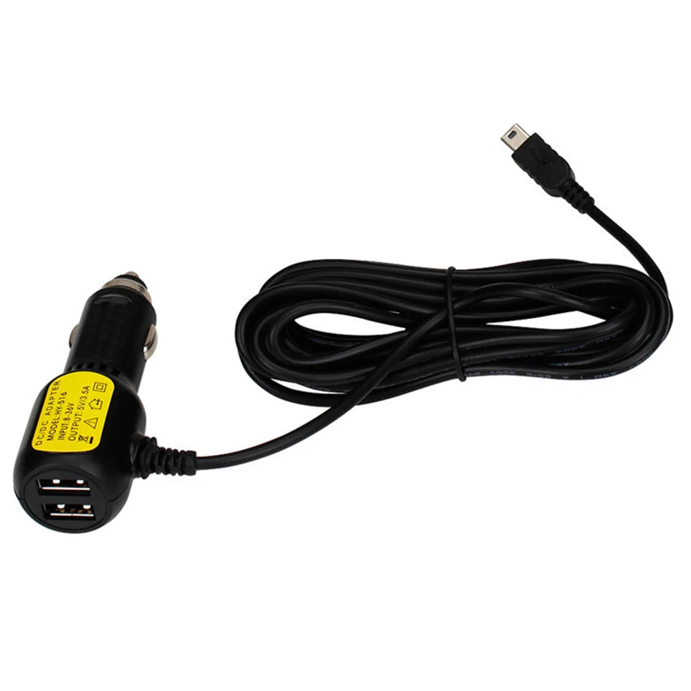 

3.5m Charger Dash Cam Cable Durable Dual End Universal Electronics Accessories Lighter Adapter Led Socket USB Ports Car