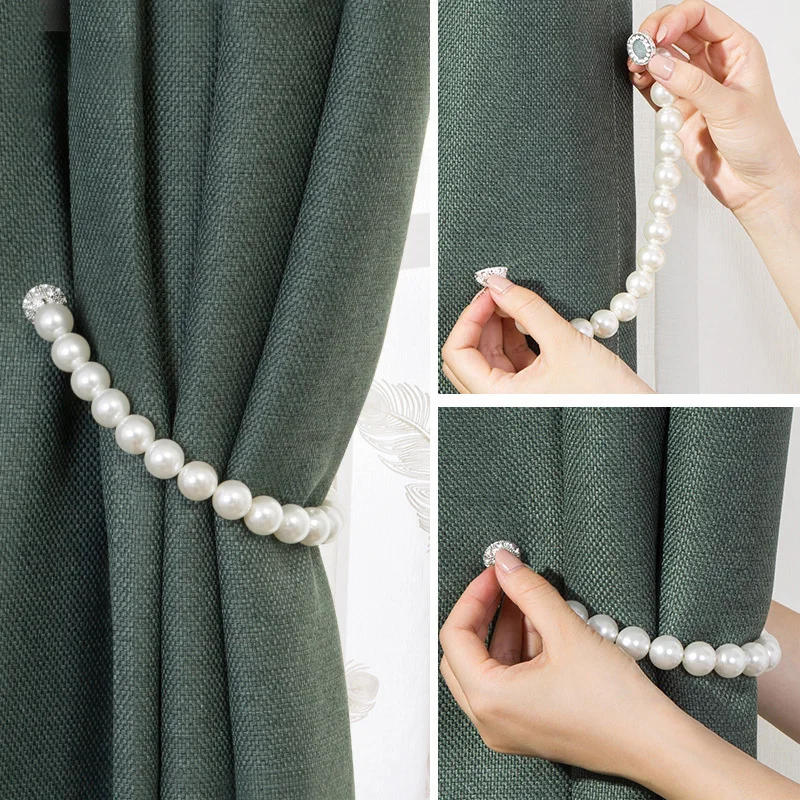 

2Pcs/set Magnetic Curtain Tieback ABS Pearl Curtain Buckle Europe Home Decoration Curtain Accessories