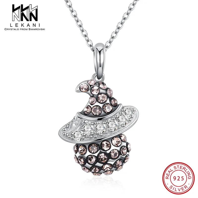 

Exquisite Genuine Crystals From Swarovski Necklace Lovely Witch Shape Pendant 925 Sterling Silver Chain For Women Wedding Gifts