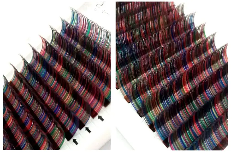 HBZGTLAD C/D curl 0.07mm 8-13mm false lashes mix Rainbow color eyelash individual colored lashes Faux eyelash extensions