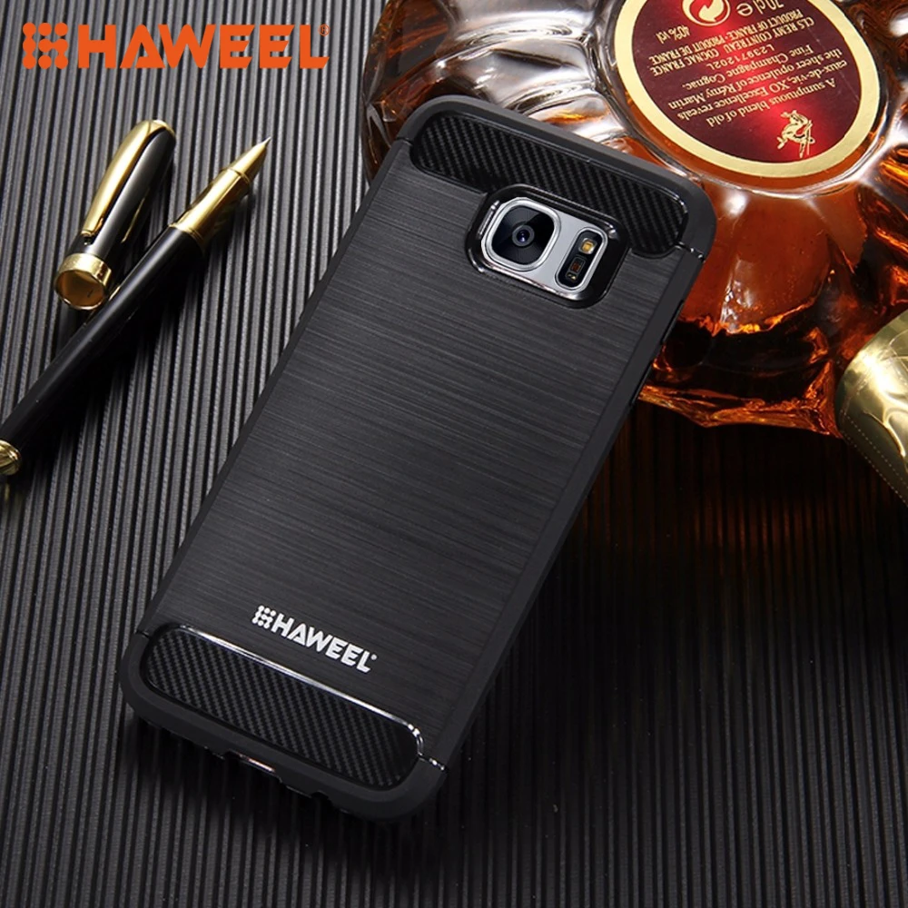 

HAWEEL for Samsung Galaxy S7 Edge / G935 Brushed Carbon Fiber Texture Shockproof TPU Protective Case