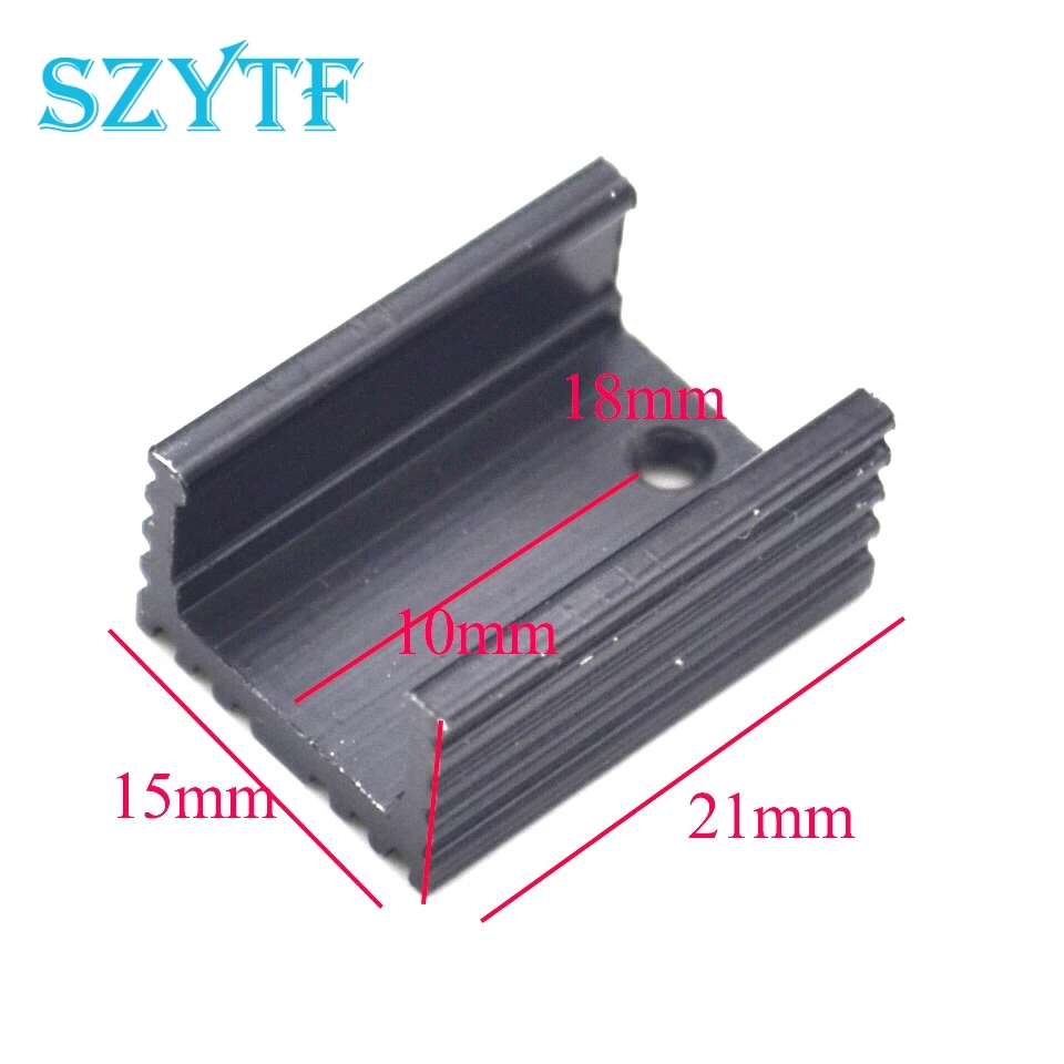 5pcs TO-220 aluminum heat sink triode radiator SCR heat sink 21*15*10MM black U-type