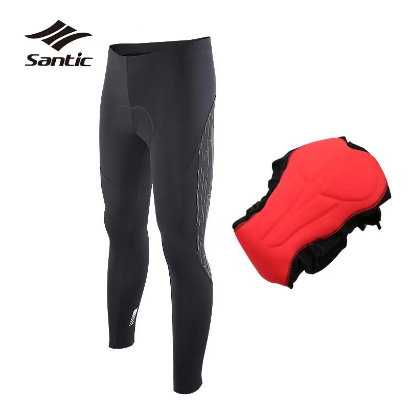 

Santic Men Long Length Cycling Pants Winter Fleece Warm Bike Pants Reflective Downhill Bicycle Pants Black Pantalon Ciclismo