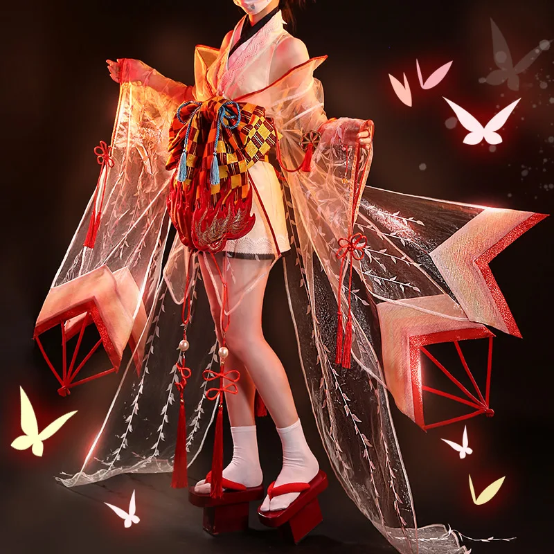 Аниме! Onmyoji Shiranui кимоно с вышивкой до пробуждения великолепная униформа костюм