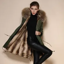 Пальто из искусственного кролика с воротником из натурального енота, длинное удобное модное пальто для женщин и мужчин, большие размеры, парка, пальто